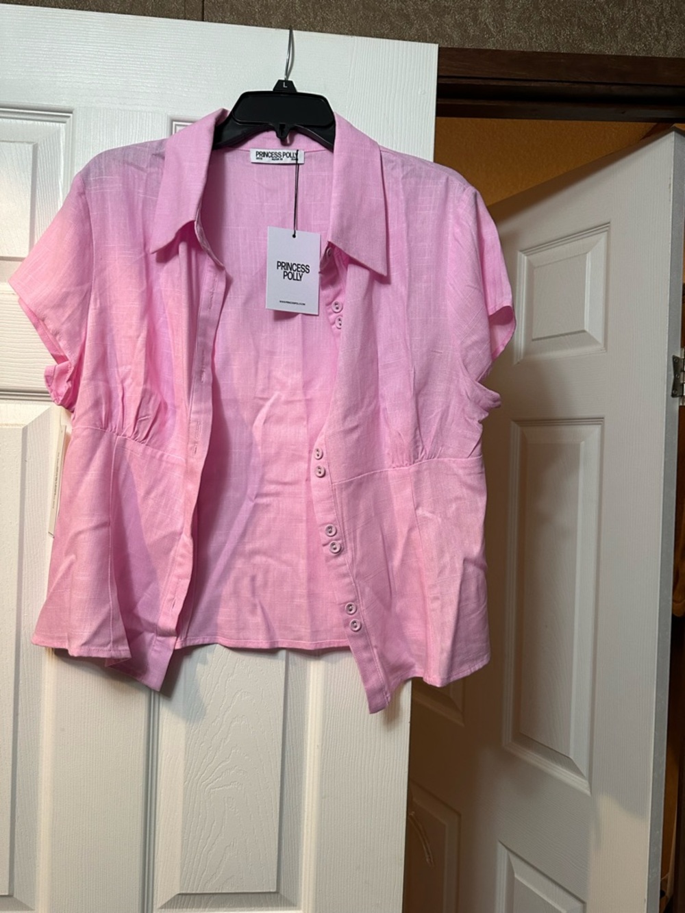 Princess Polly Light Pink Collared Button Shirt